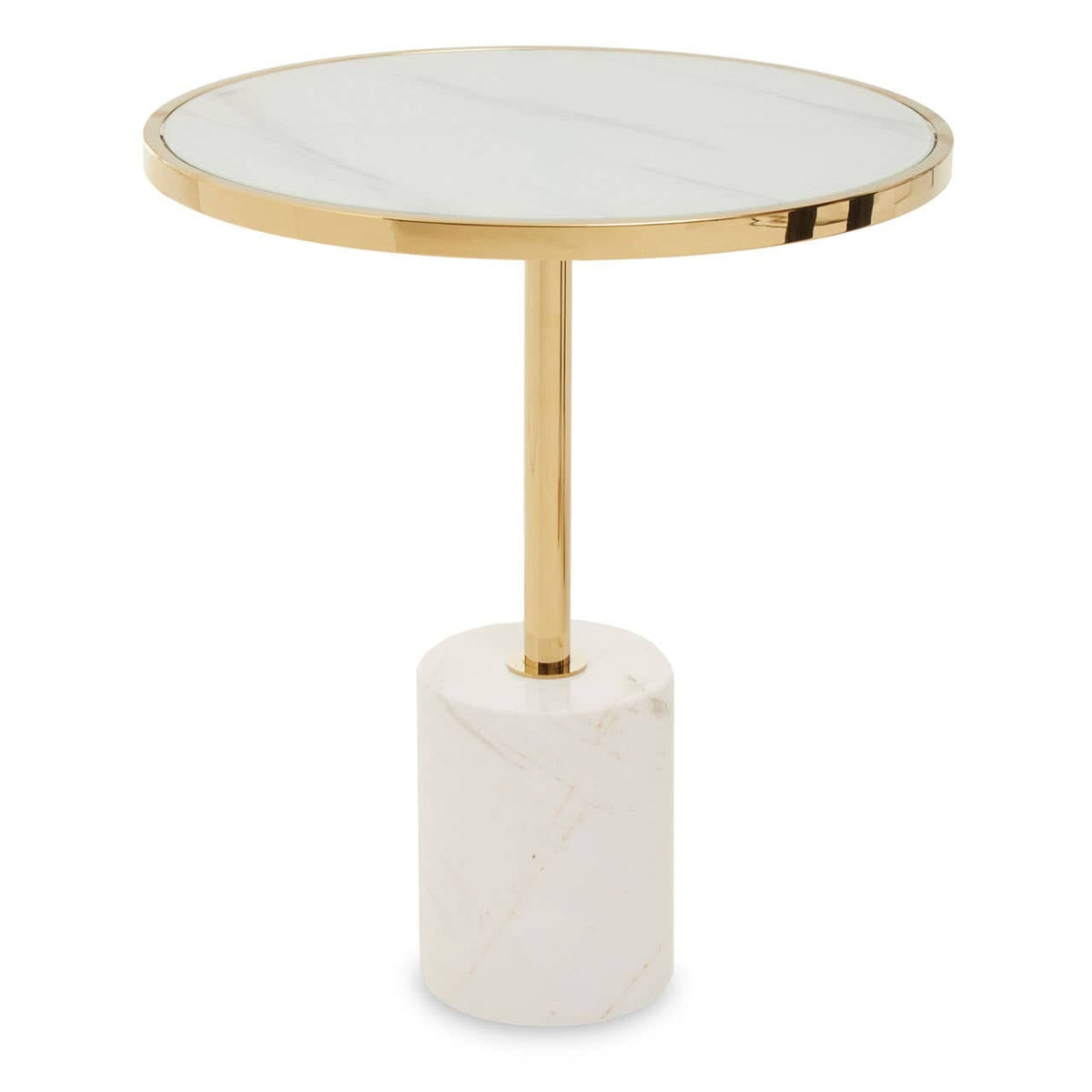 Oria White Marble End Table.