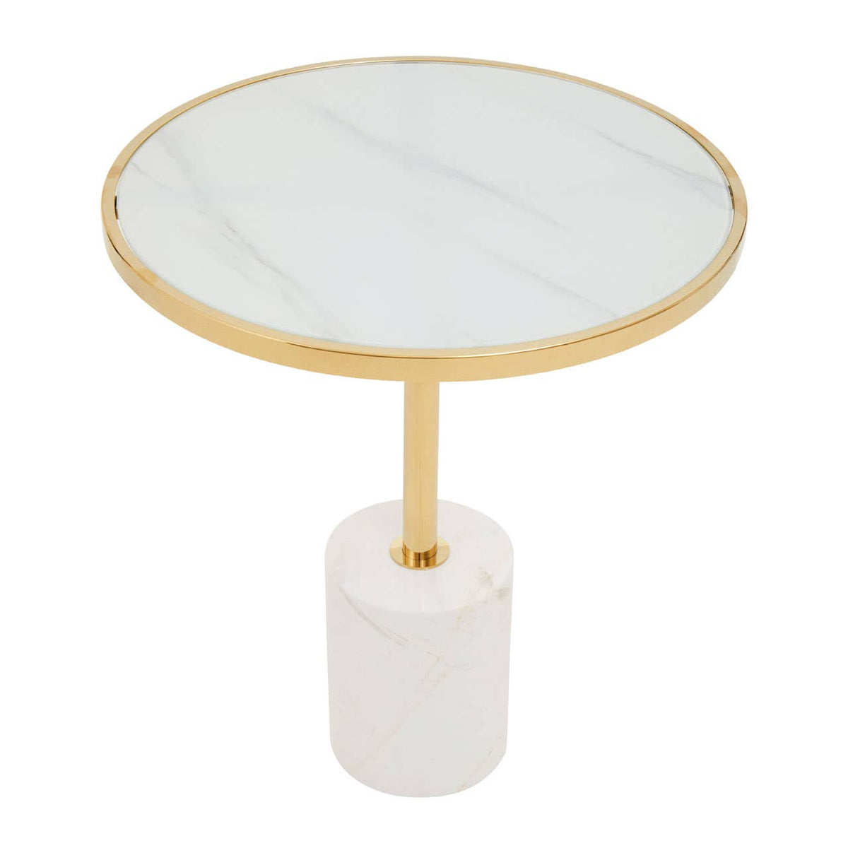 Oria White Marble End Table.