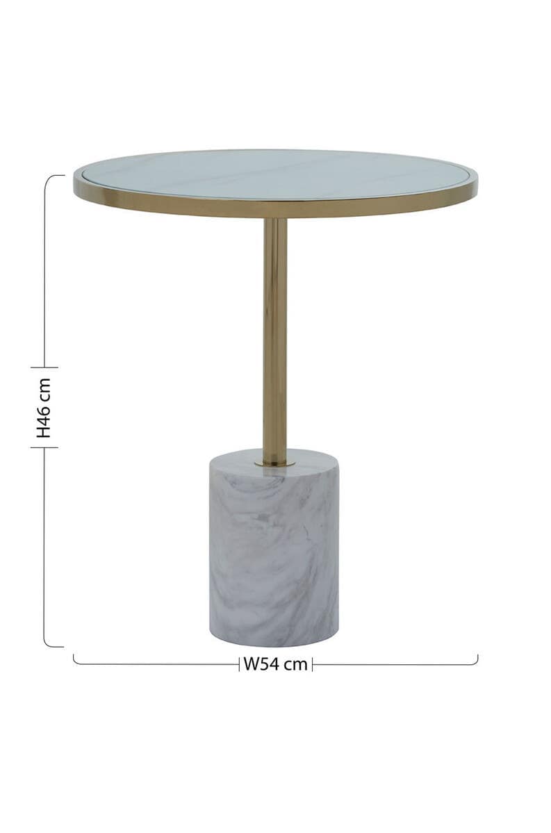 Oria White Marble End Table.