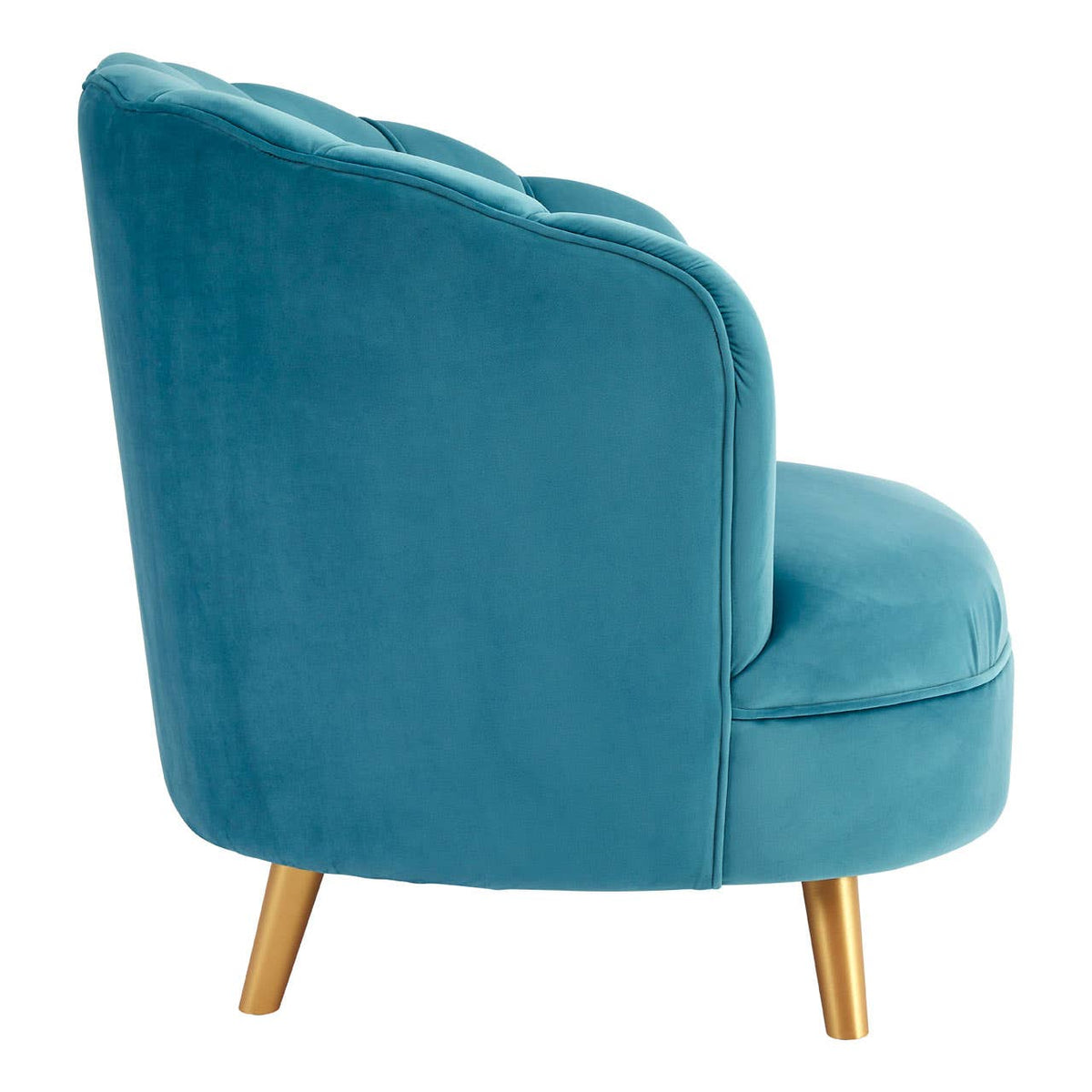 Orlina Blue Velvet Chair With Gold Wood Legs.