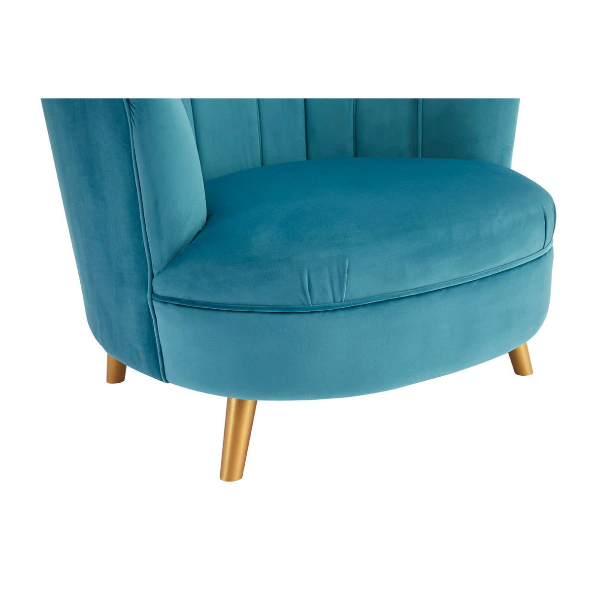 Orlina Blue Velvet Chair With Gold Wood Legs.