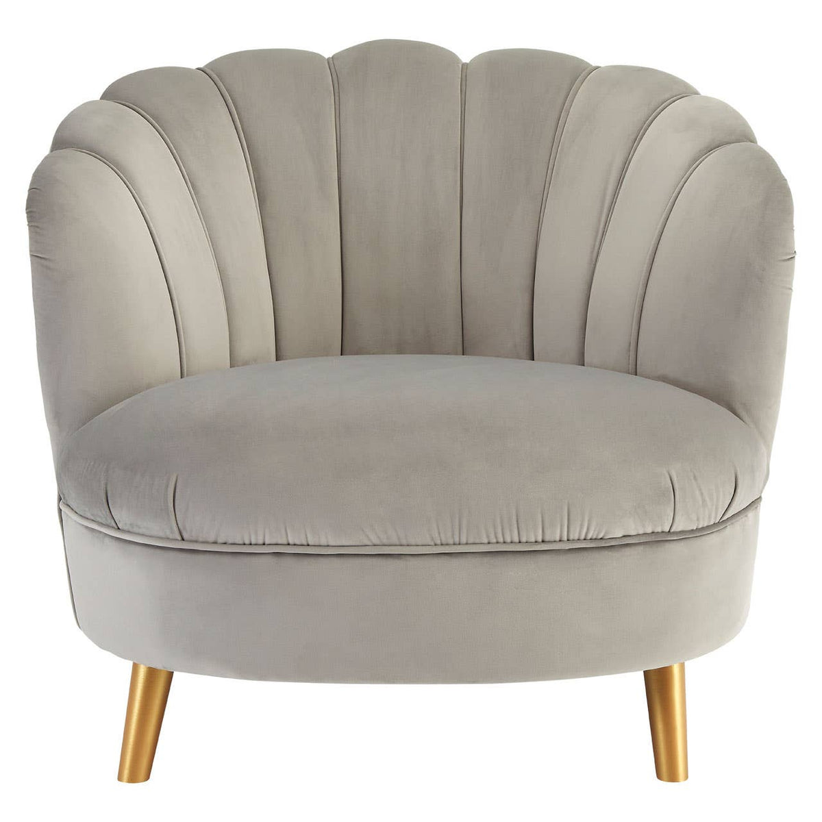 Orlina Grey Velvet Chair With Gold Wood Legs.