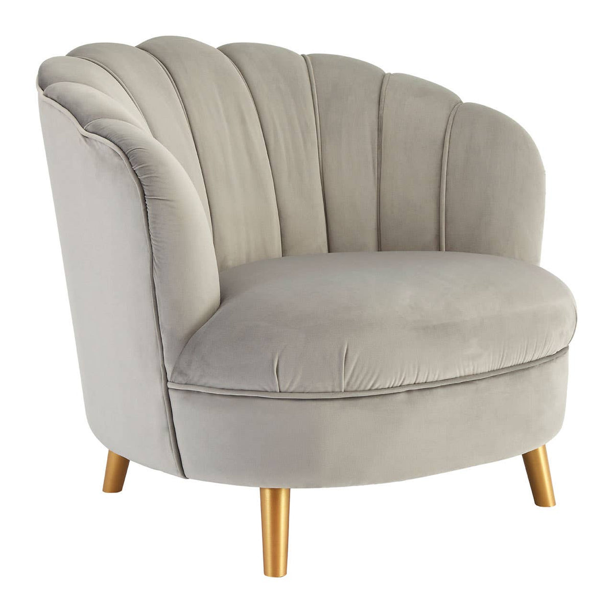 Orlina Grey Velvet Chair With Gold Wood Legs.