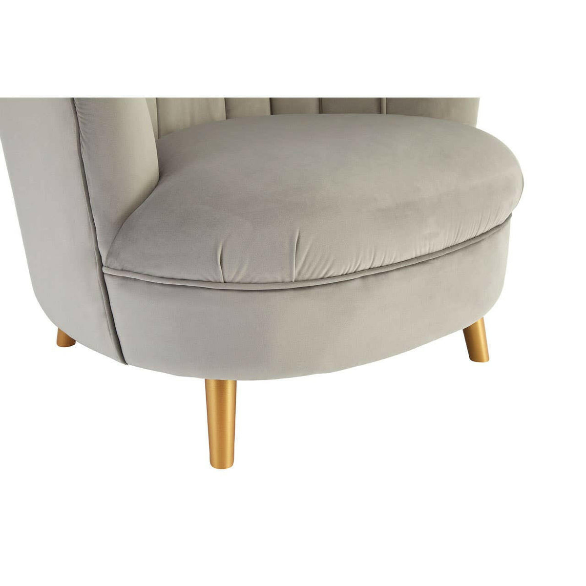Orlina Grey Velvet Chair With Gold Wood Legs.