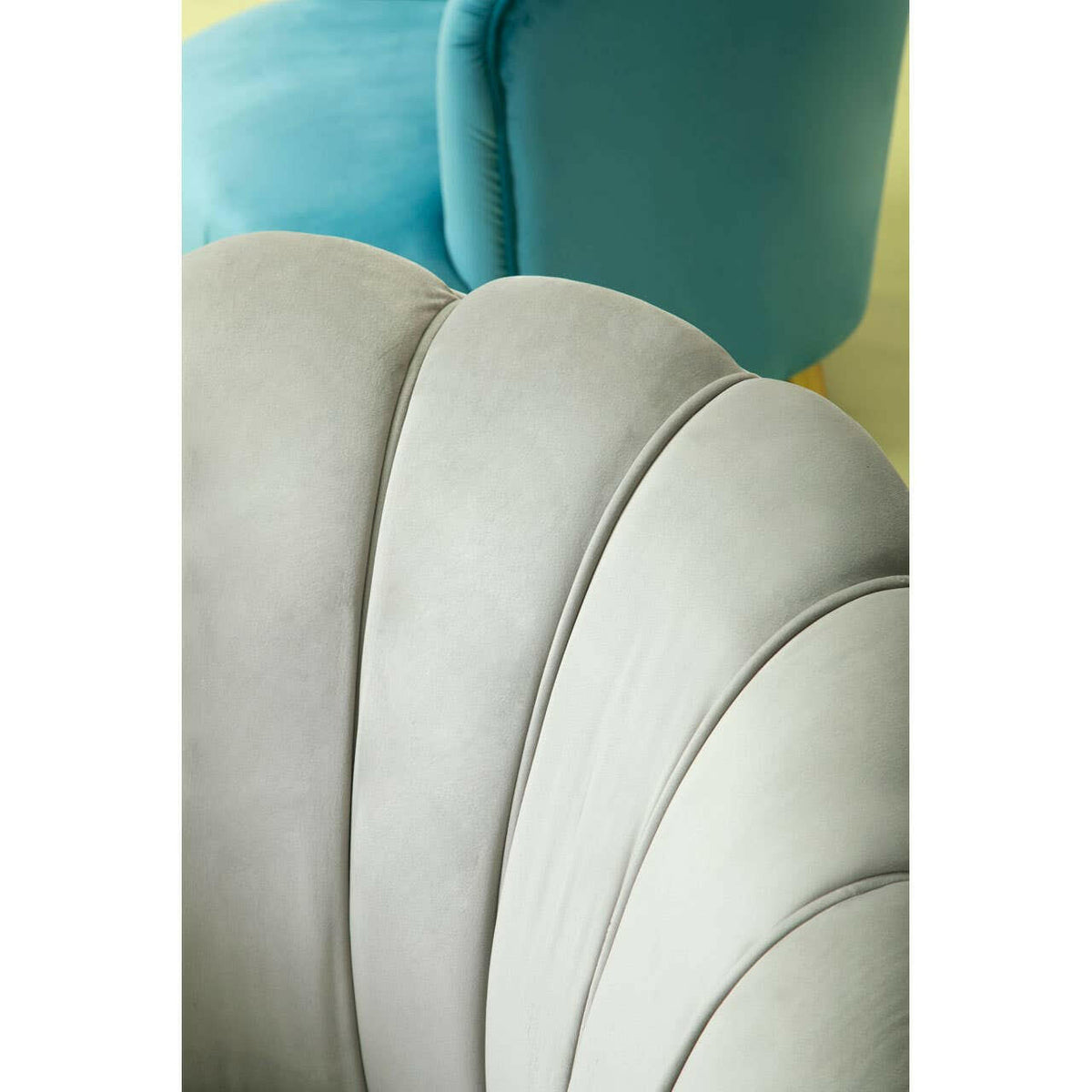 Orlina Grey Velvet Chair With Gold Wood Legs.