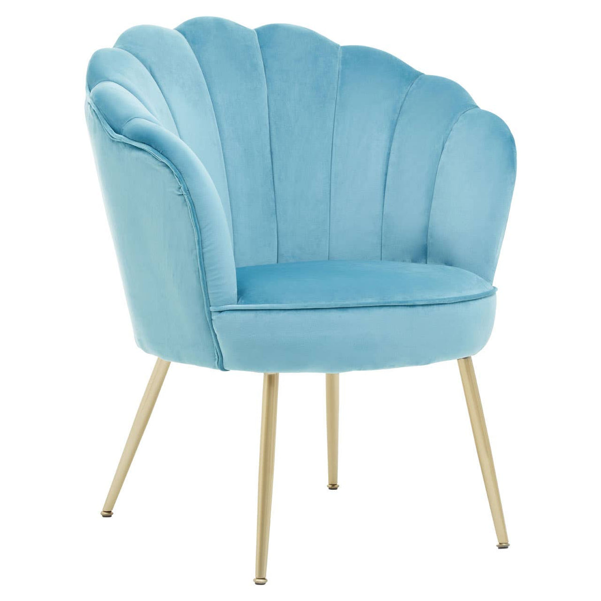 Ovala Aqua Velvet Scalloped Chair.