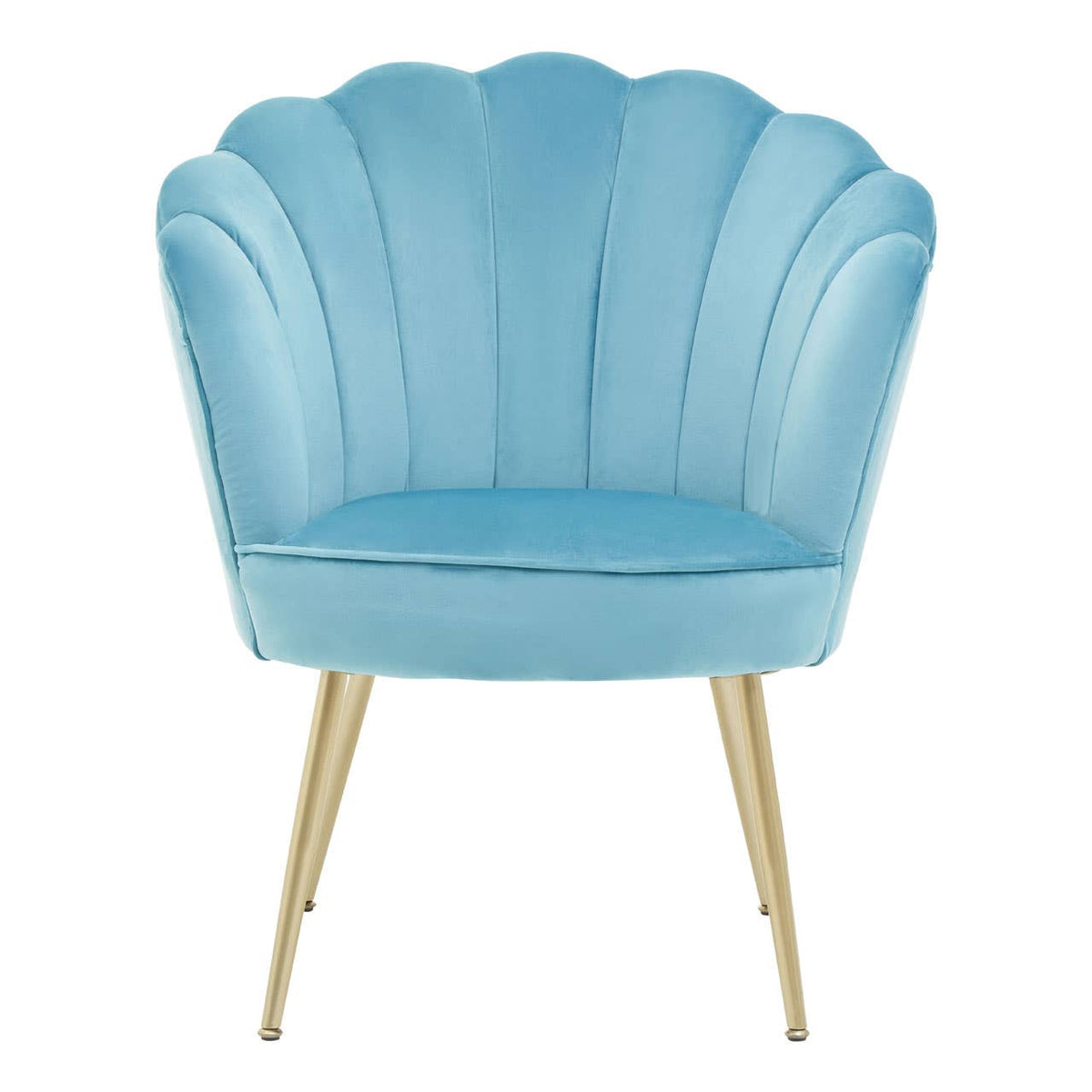 Ovala Aqua Velvet Scalloped Chair.