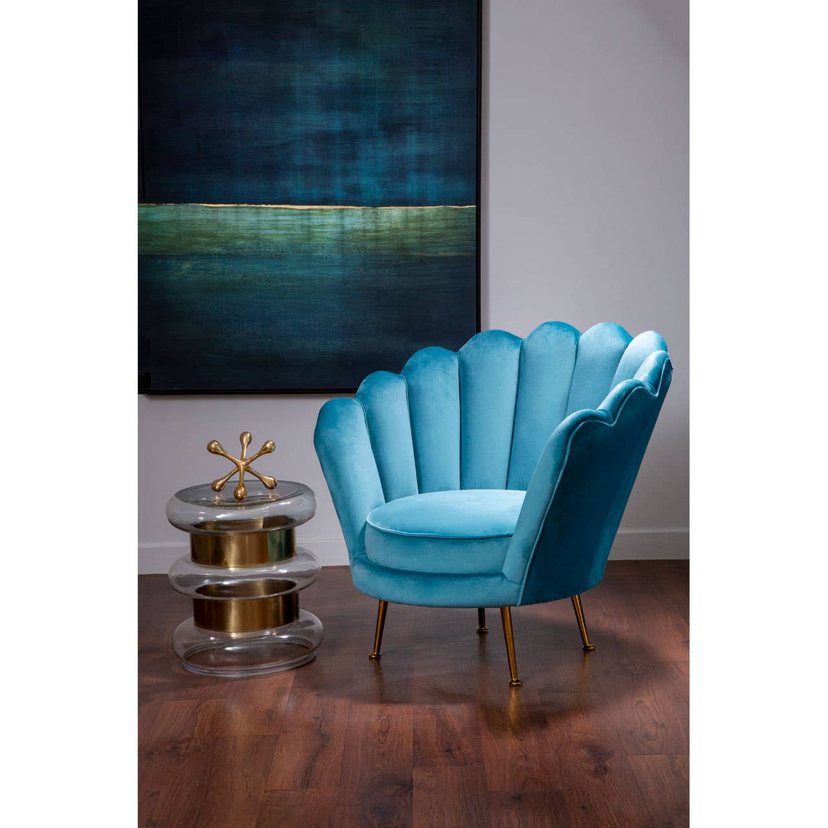Ovala Blue Scalloped Chair.