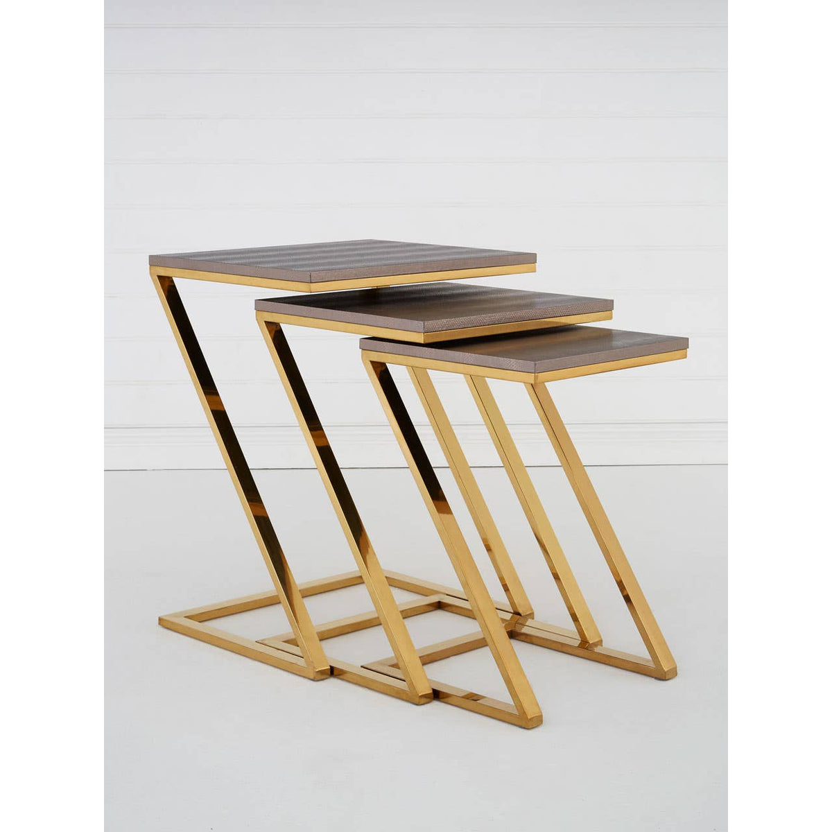 Pacific Faux Snake Skin Nest Of 3 Tables.