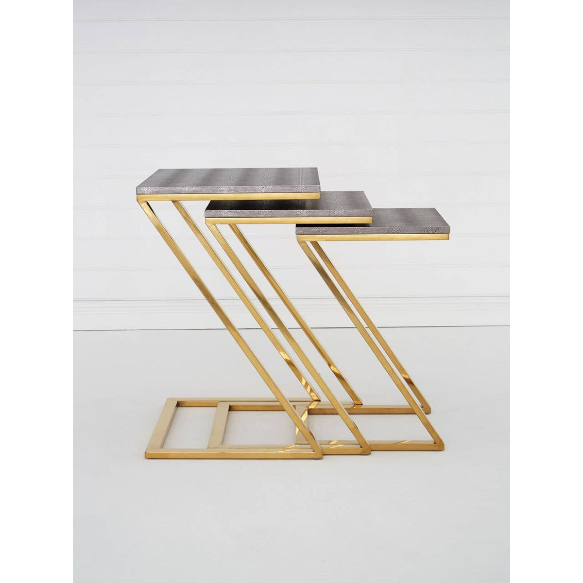 Pacific Faux Snake Skin Nest Of 3 Tables.