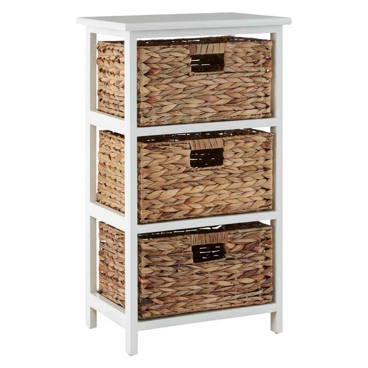 Padstow 3 Drawer White Frame Storage Unit.