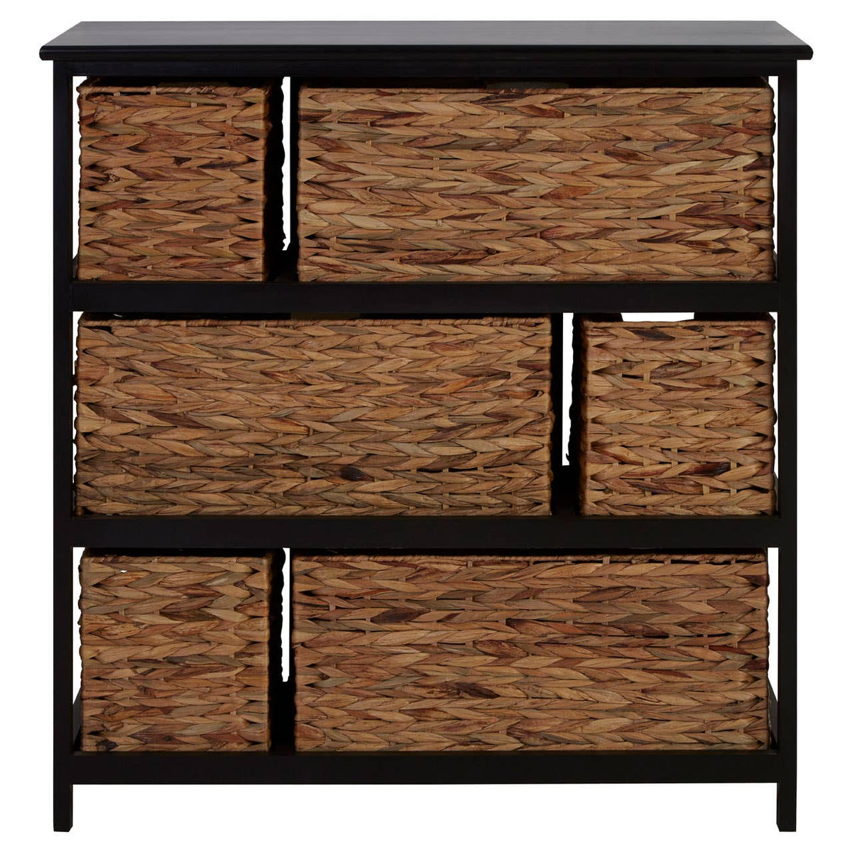 Padstow 6 Drawers Black Frame Storage Unit.