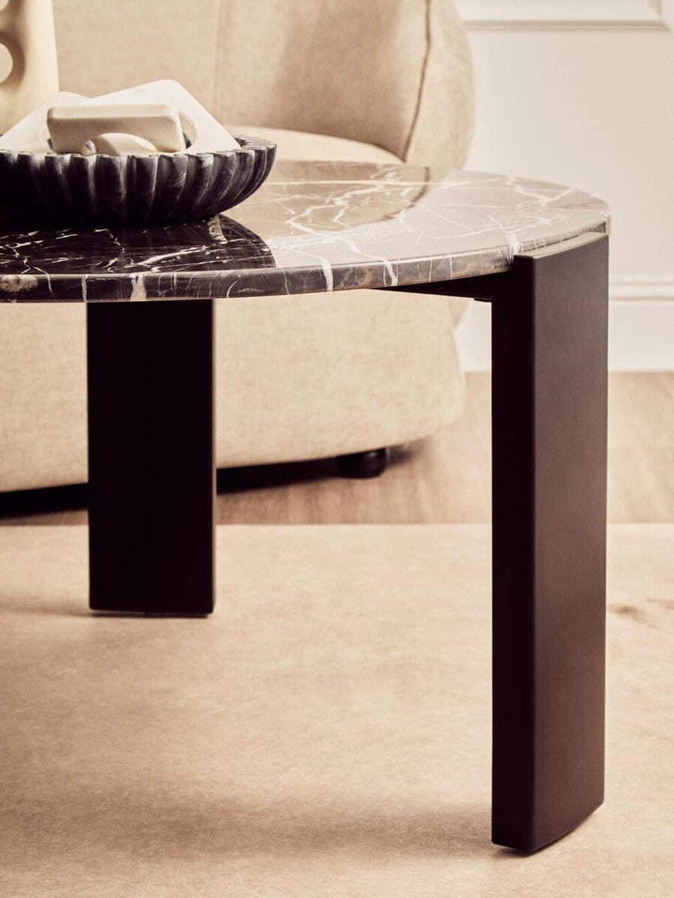 Noosa & Co. Living Palermo Round Black Marble Top Large Coffee Table House of Isabella UK