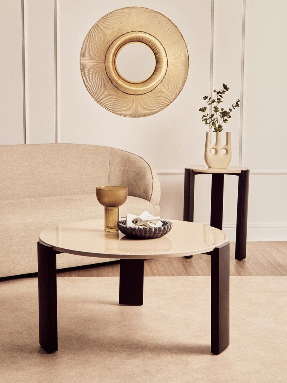 Noosa & Co. Living Palermo Round Cream Marble Top Large Coffee Table House of Isabella UK