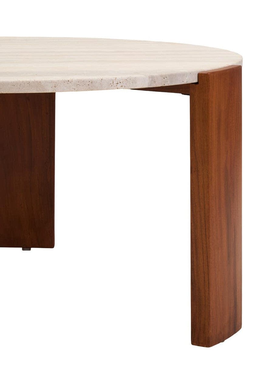 Noosa & Co. Living Palermo Round Travertine Top Large Coffee Table House of Isabella UK