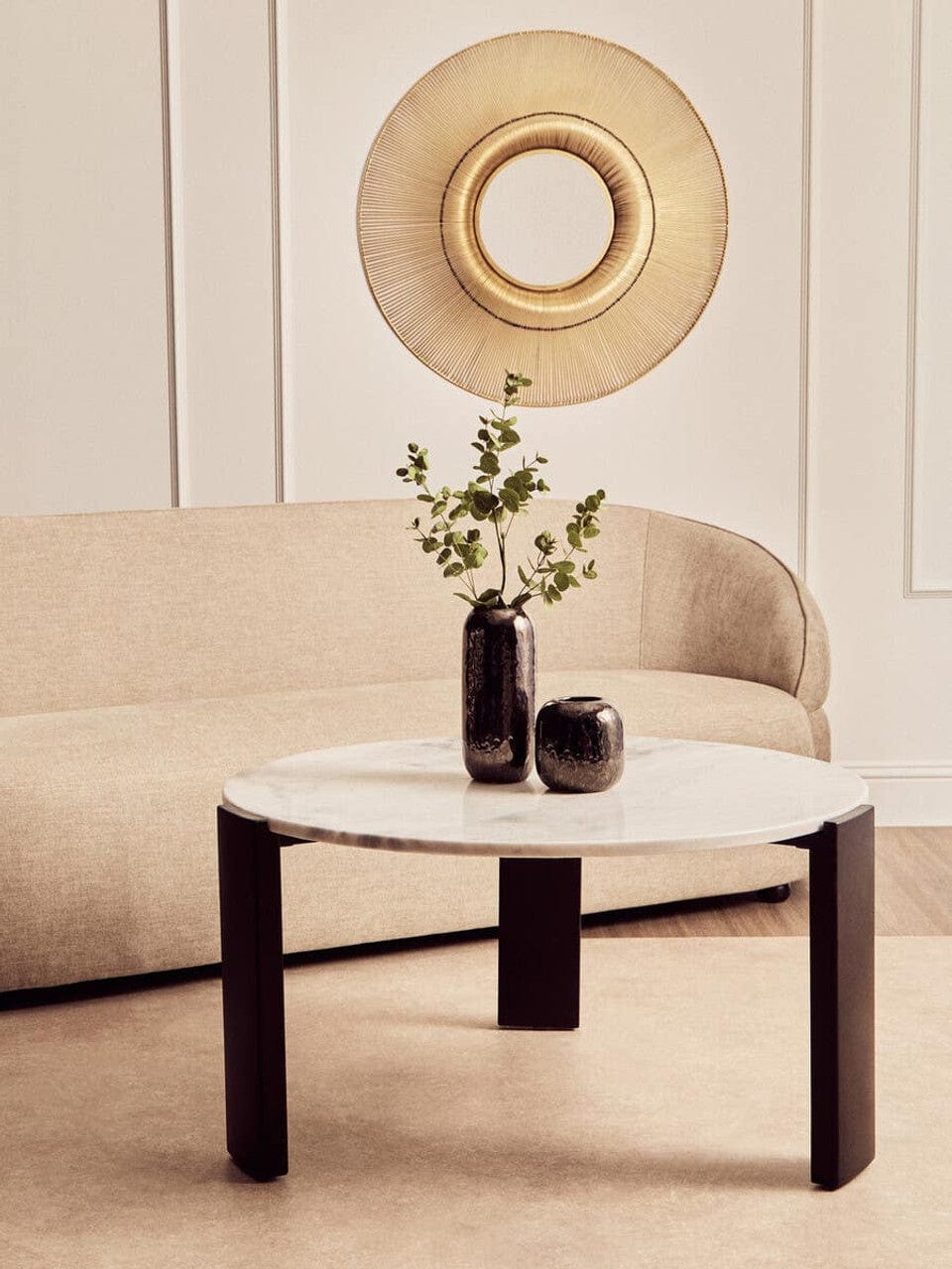 Noosa & Co. Living Palermo Round White Marble Top Large Coffee Table House of Isabella UK