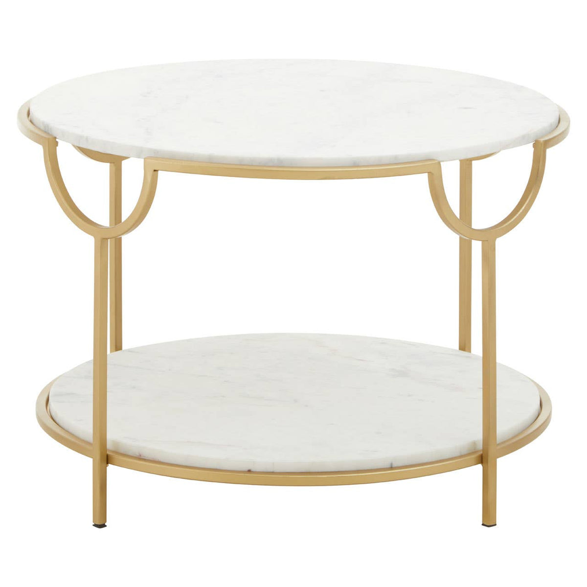 Pali Two Tier White And Gold Side Table..