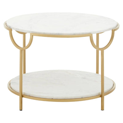 Noosa & Co. Living Pali Two Tier White And Gold Side Table. House of Isabella UK