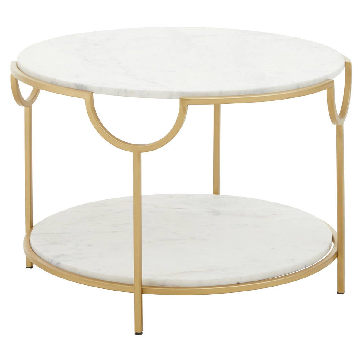 Pali Two Tier White And Gold Side Table..