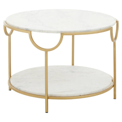 Noosa & Co. Living Pali Two Tier White And Gold Side Table. House of Isabella UK