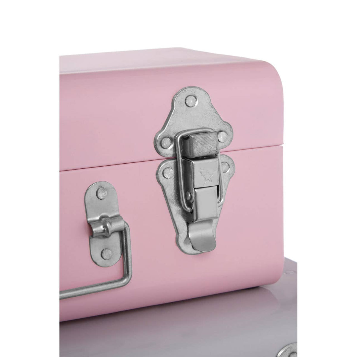 Parley Set Of Three Assorted Pink And Grey Storage Trunks.