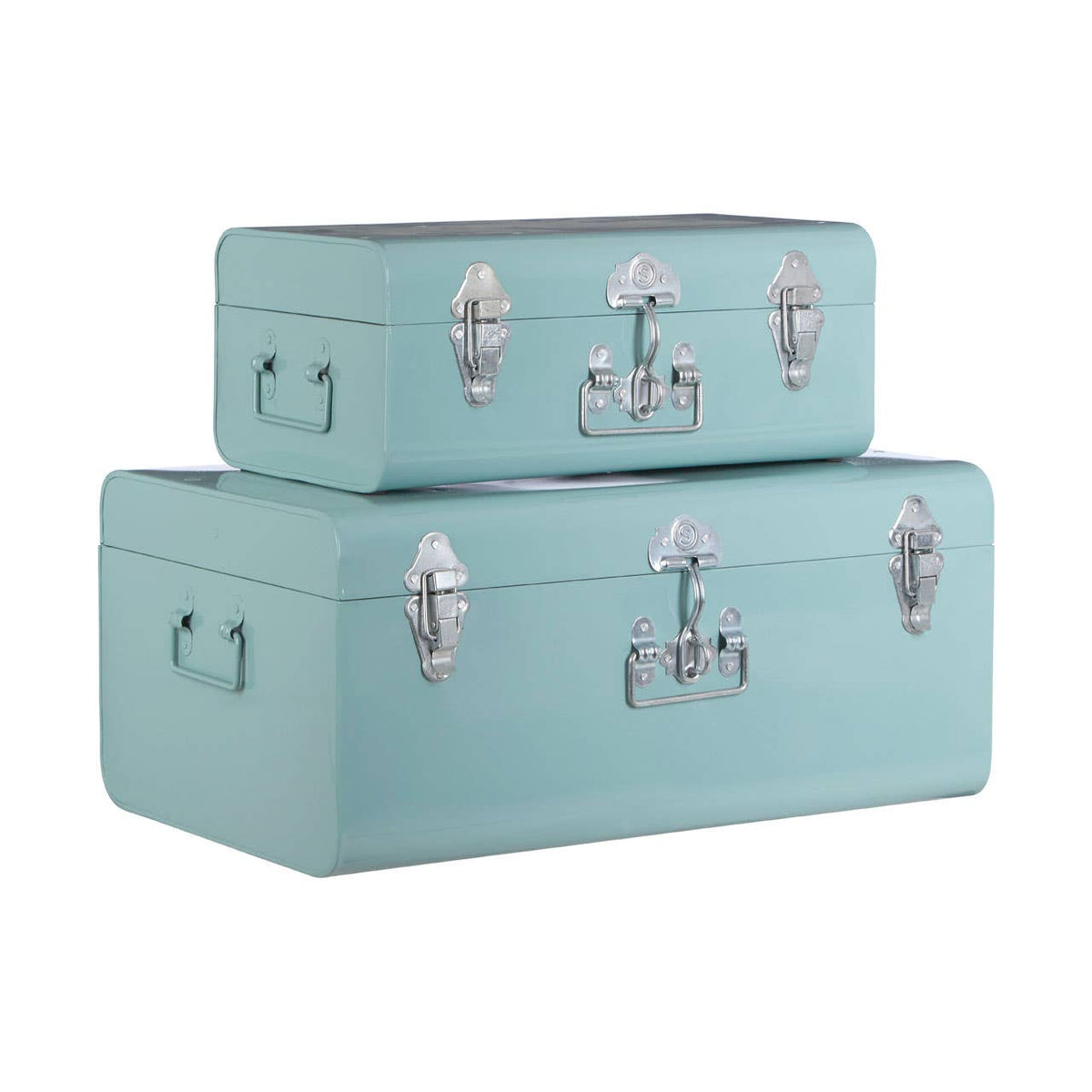 Parley Set Of Two Green Storage Trunks.