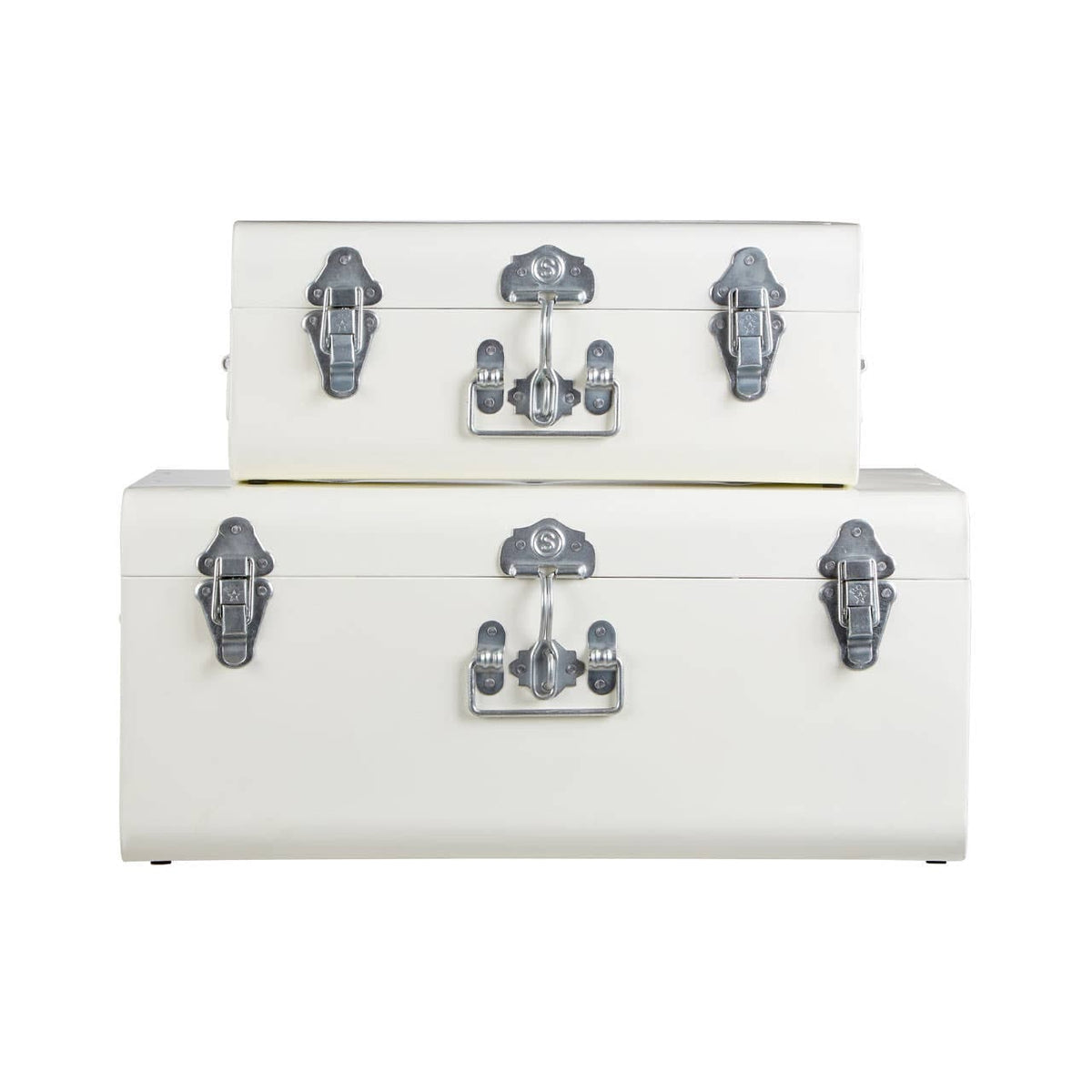 Parley Set Of Two Ivory Storage Trunks.