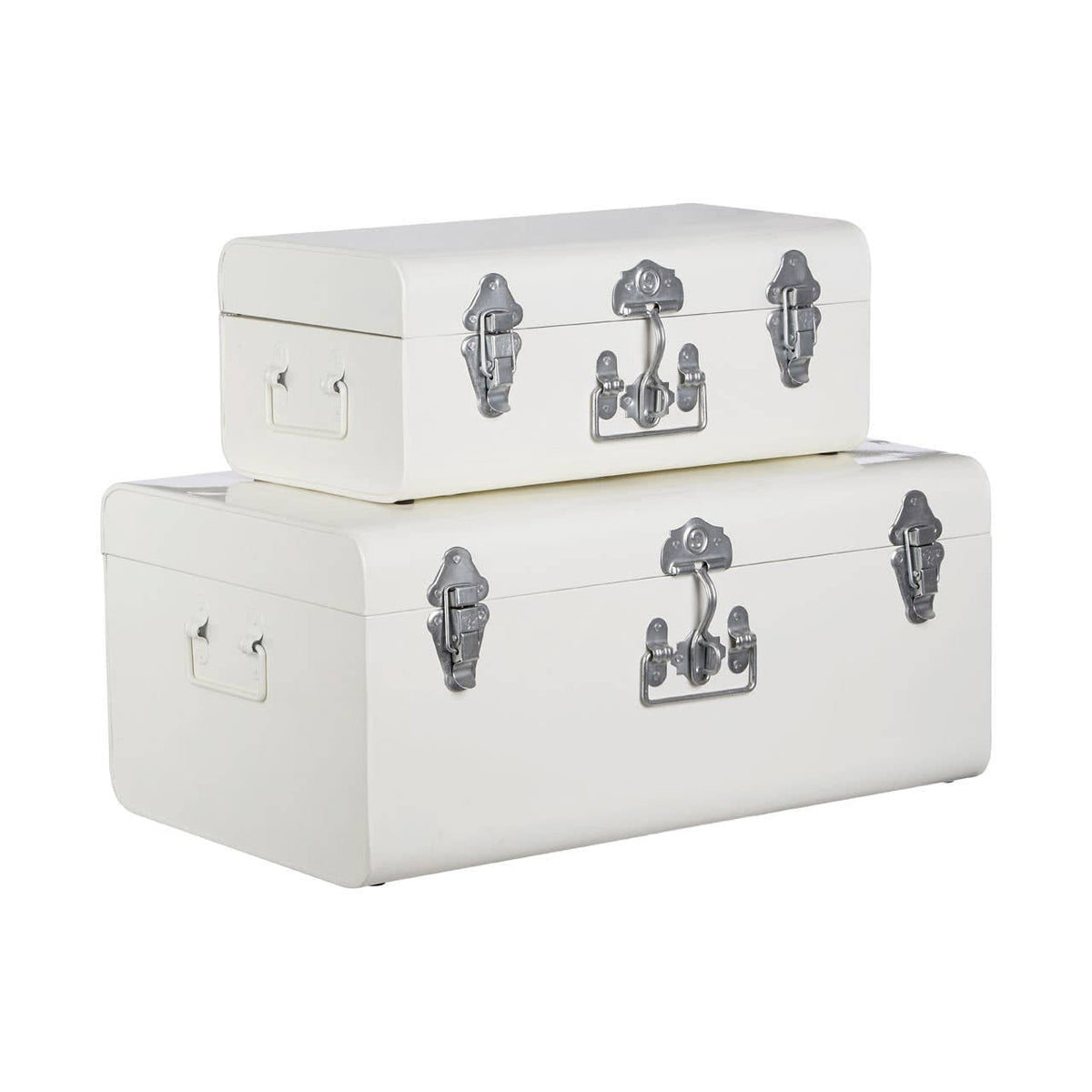 Parley Set Of Two Ivory Storage Trunks.