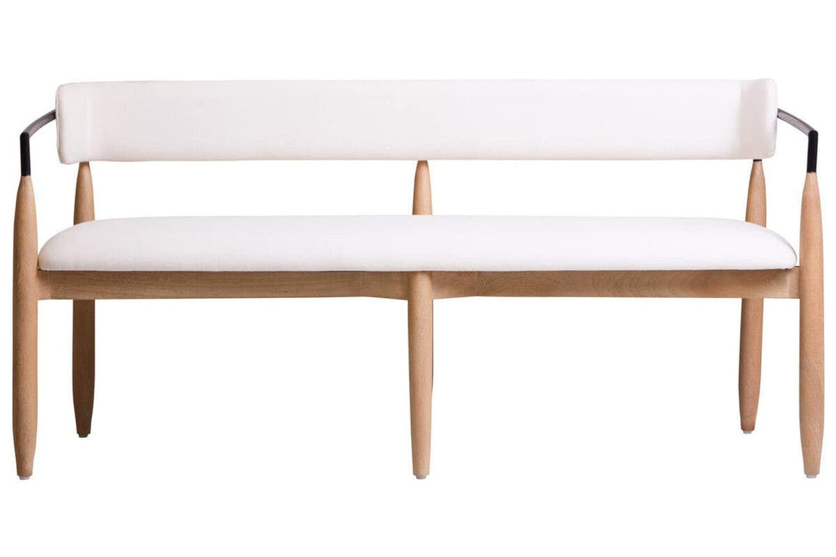 Noosa & Co. Living Persolo Cream Textured Dining Bench with Wood Frame House of Isabella UK
