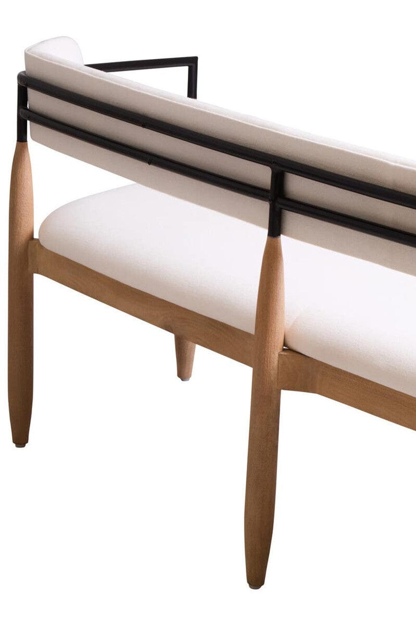Noosa & Co. Living Persolo Cream Textured Dining Bench with Wood Frame House of Isabella UK
