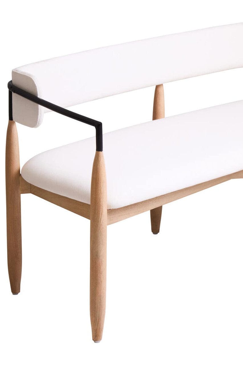 Noosa & Co. Living Persolo Cream Textured Dining Bench with Wood Frame House of Isabella UK