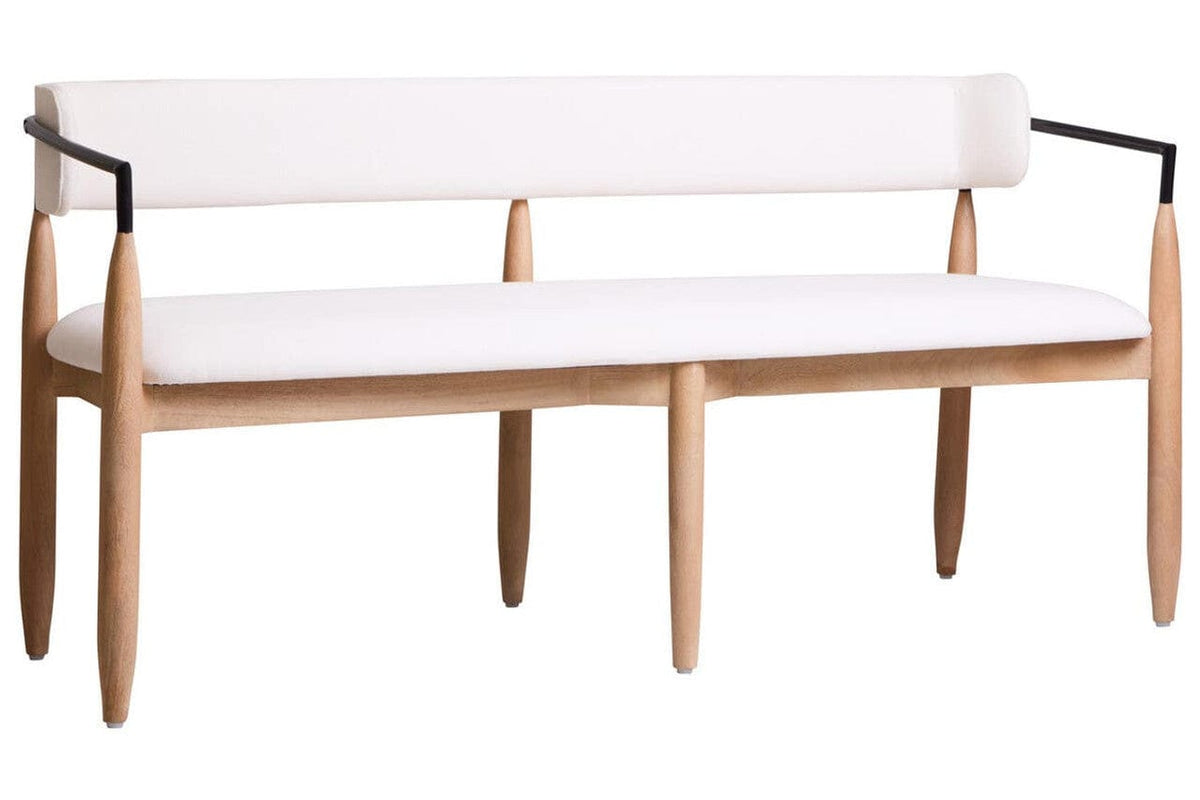 Noosa & Co. Living Persolo Cream Textured Dining Bench with Wood Frame House of Isabella UK