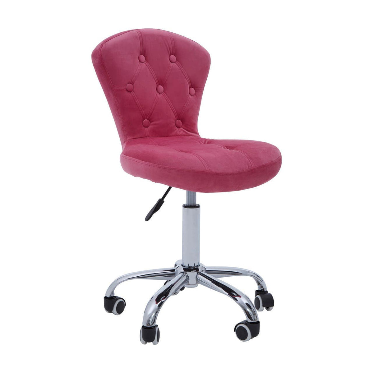 Pink Velvet Buttoned Home Office Chair.