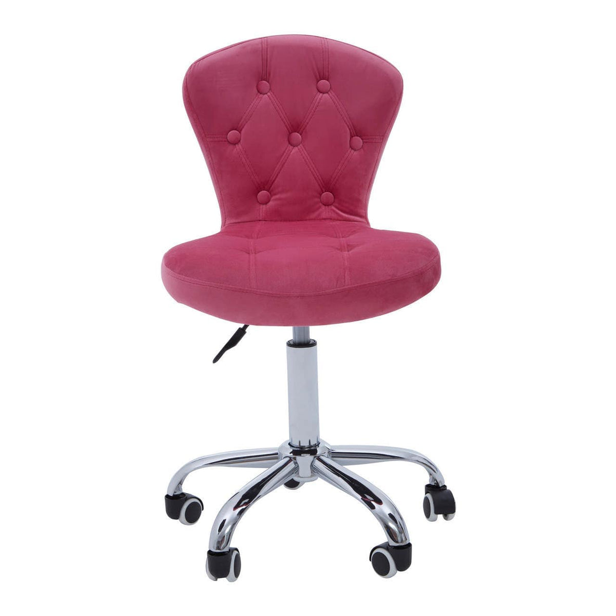 Pink Velvet Buttoned Home Office Chair.