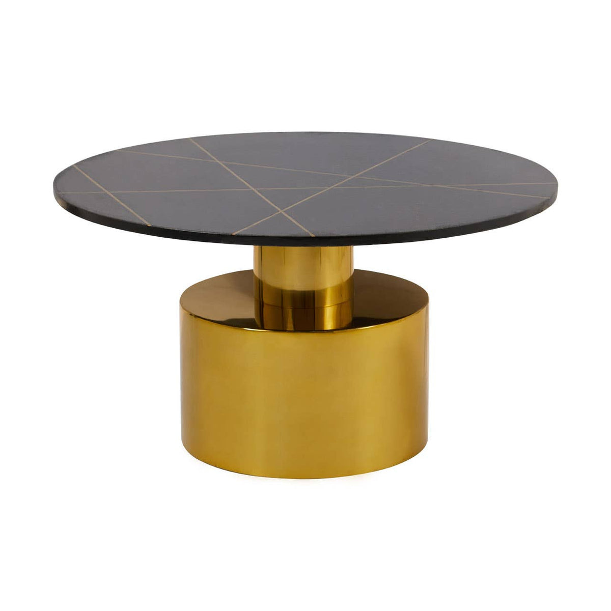 Rabia Coffee Table With Black Marble Top.