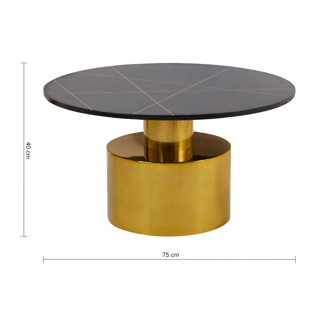 Rabia Coffee Table With Black Marble Top.