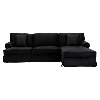 Noosa & Co. Living Ralph Three Seat Black Velvet Chaise Sofa House of Isabella UK