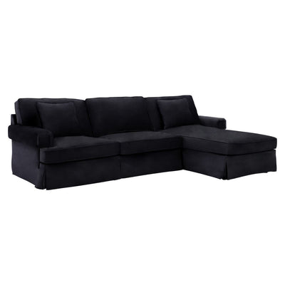 Noosa & Co. Living Ralph Three Seat Black Velvet Chaise Sofa House of Isabella UK