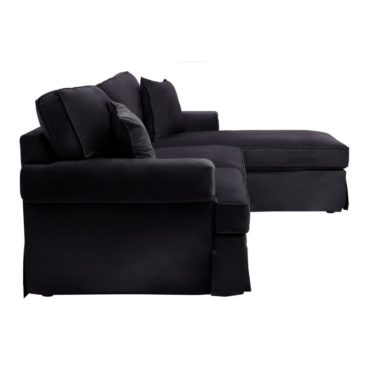 Noosa & Co. Living Ralph Three Seat Black Velvet Chaise Sofa House of Isabella UK