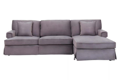 Noosa & Co. Living Ralph Three Seat Grey Velvet Chaise Sofa House of Isabella UK