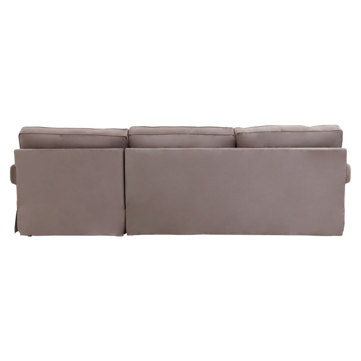 Ralph Three Seat Mink Velvet Chaise Sofa.