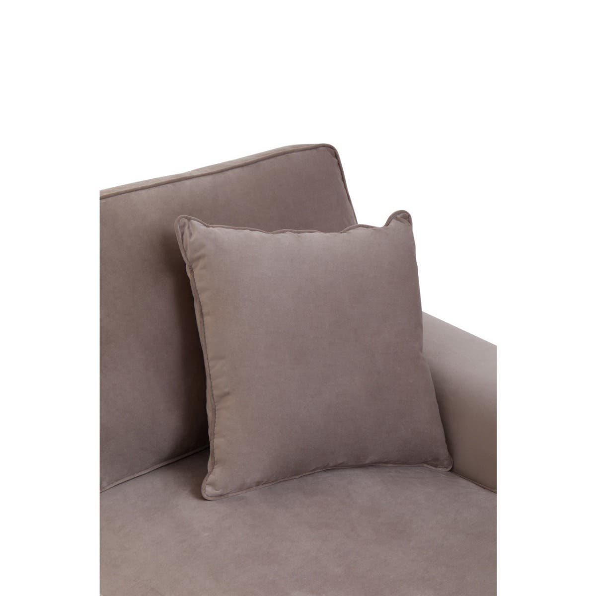 Ralph Three Seat Mink Velvet Chaise Sofa.