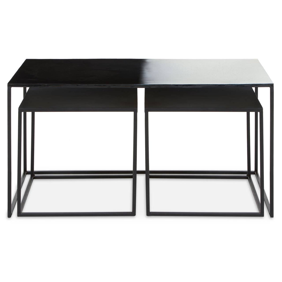 Ramus Three Piece Black And White Ombre Coffee Table.