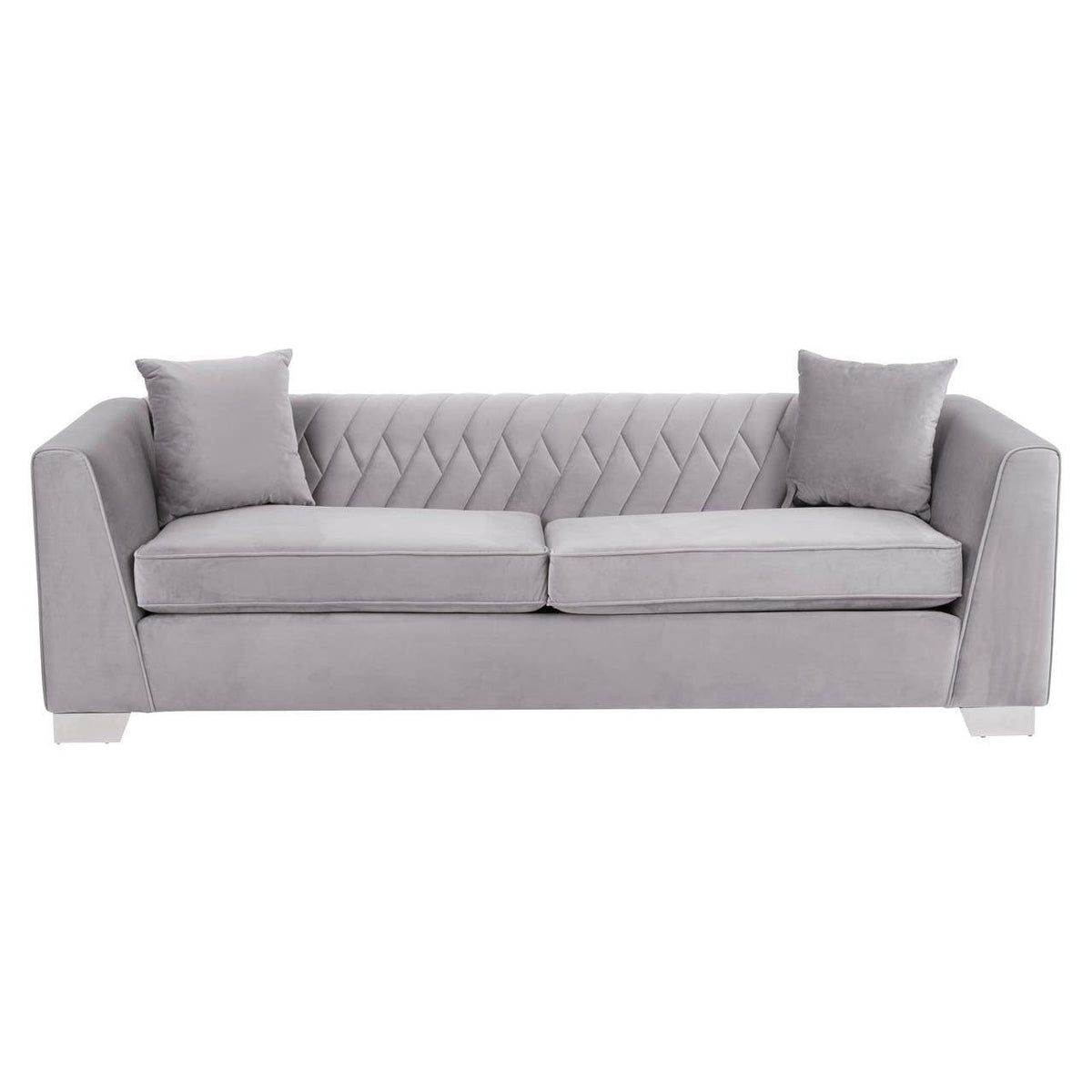Rashika 3 Seat Grey Velvet Sofa.