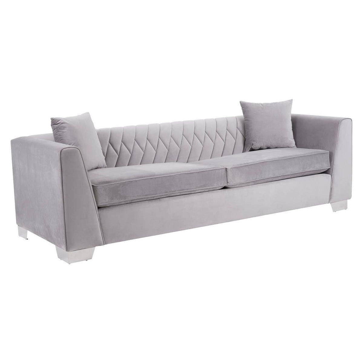 Rashika 3 Seat Grey Velvet Sofa.