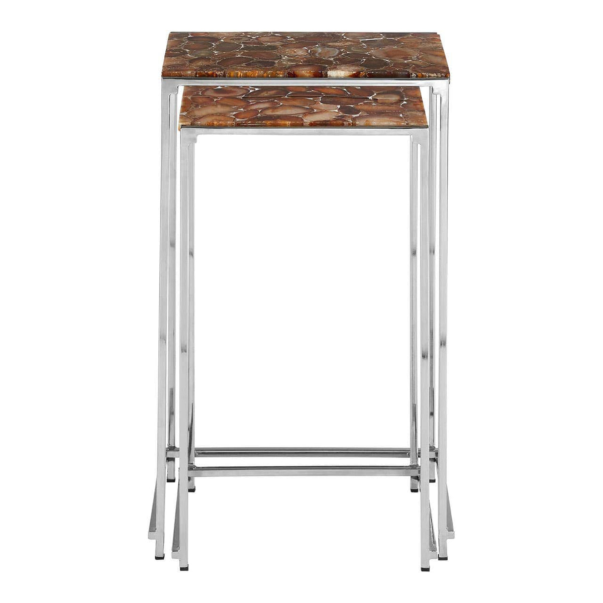 Relic Nest Side Tables With Agate Stone Top.