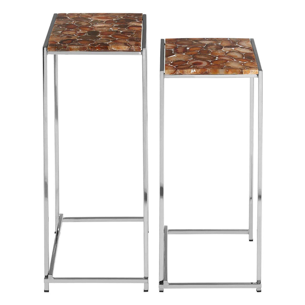 Relic Nest Side Tables With Agate Stone Top.