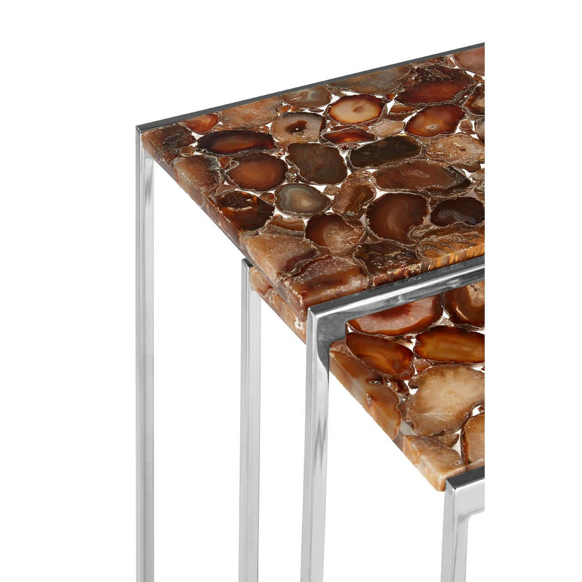 Relic Nest Side Tables With Agate Stone Top.