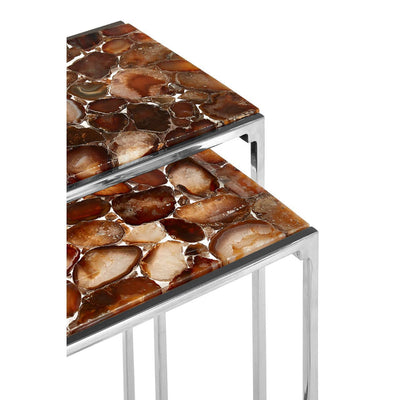 Noosa & Co. Living Relic Nest Side Tables With Agate Stone Top House of Isabella UK