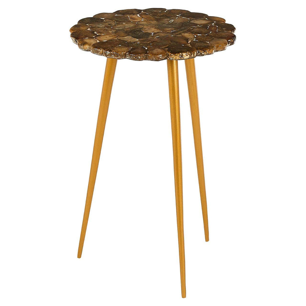 Relic Round / Brass Finish Legs Side Table.